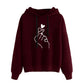 Fleece Hoodie with heart print design, featuring a hand gesture creating a heart shape, stylish and trendy for cooler weather.