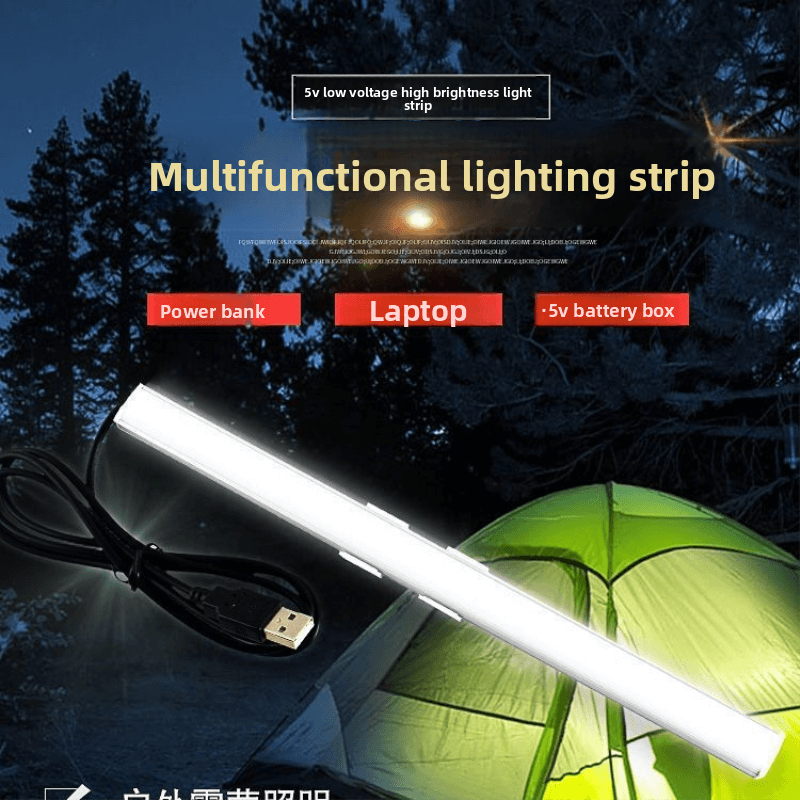 LED Light Strip for multifunctional lighting, suitable for power banks and laptops in outdoor settings.