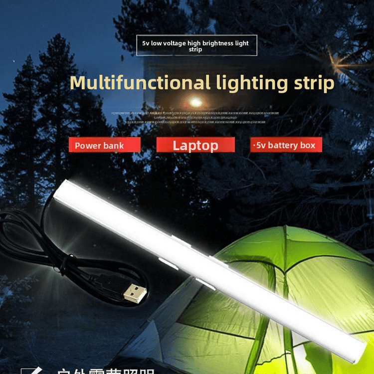 LED Light Strip for multifunctional lighting, suitable for power banks and laptops in outdoor settings.
