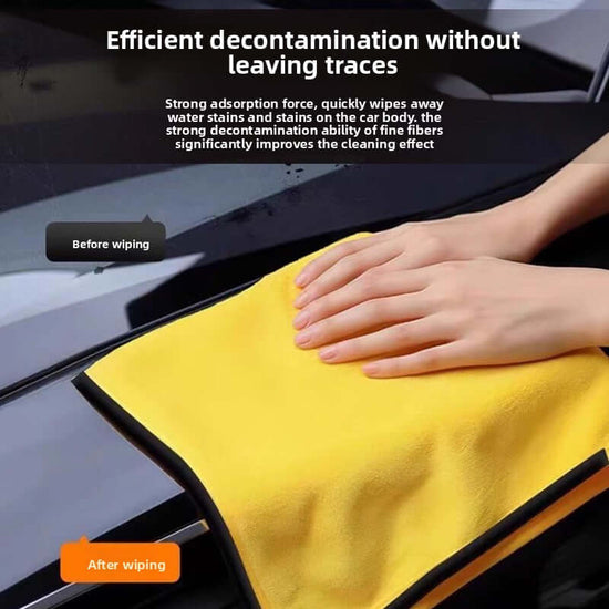 Efficient decontamination with Car wash towel, removing stains and leaving surfaces spotless without traces.
