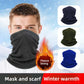 Fleece Scarf Mask showing different colors and fleece lining for winter warmth and protection from cold weather.