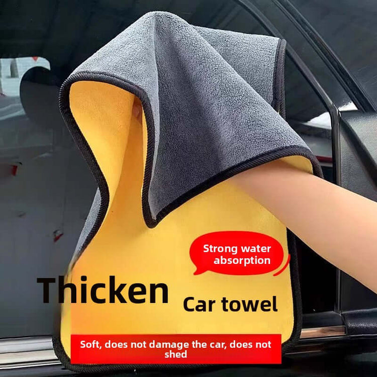 Thicken Car wash towel with strong water absorption, soft material that does not damage the car surface.