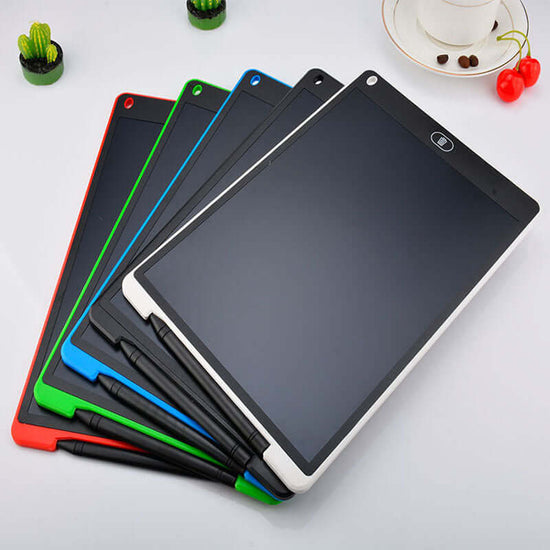 Colorful drawing boards for children, featuring LCD technology and erasable function for creative handwriting.