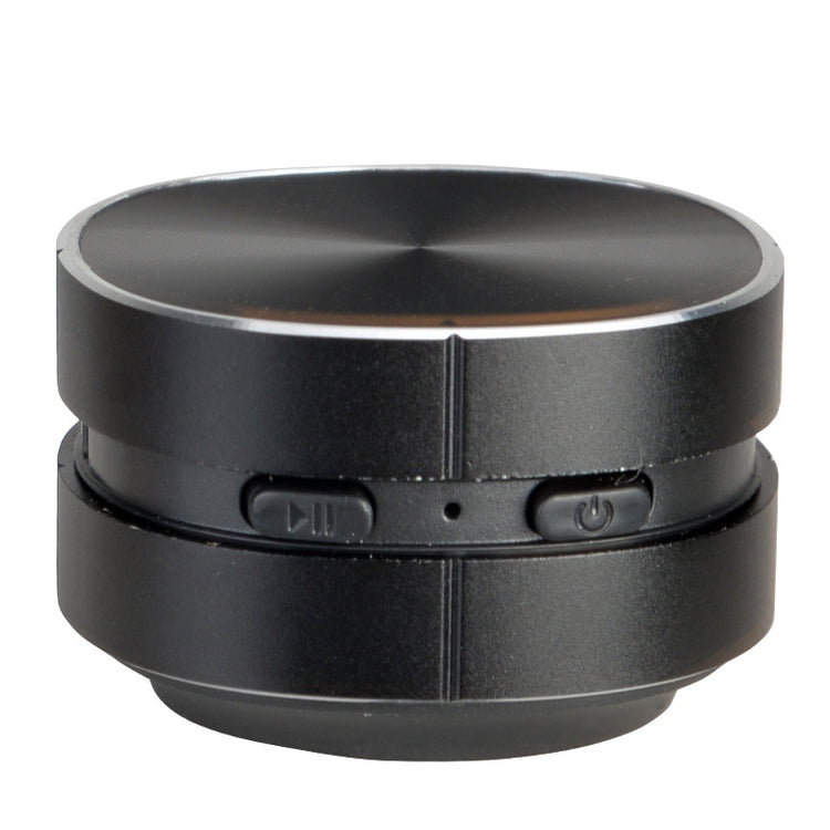 Mini Speaker in sleek black design with buttons for easy control, perfect for portable audio entertainment.