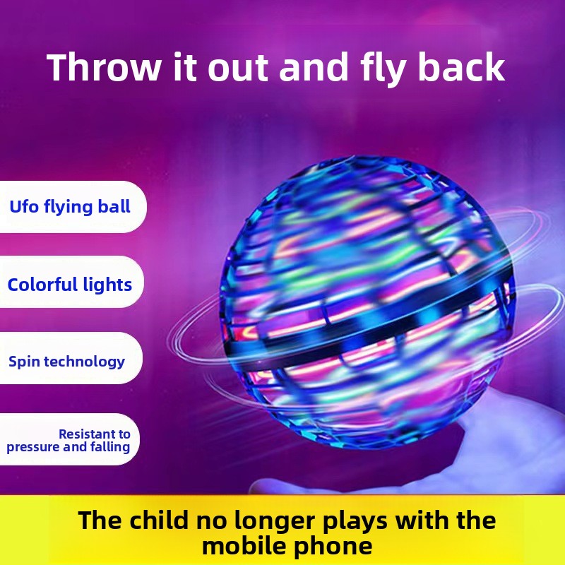 Flying Ball featuring colorful lights and spin technology, designed for play without mobile phones.