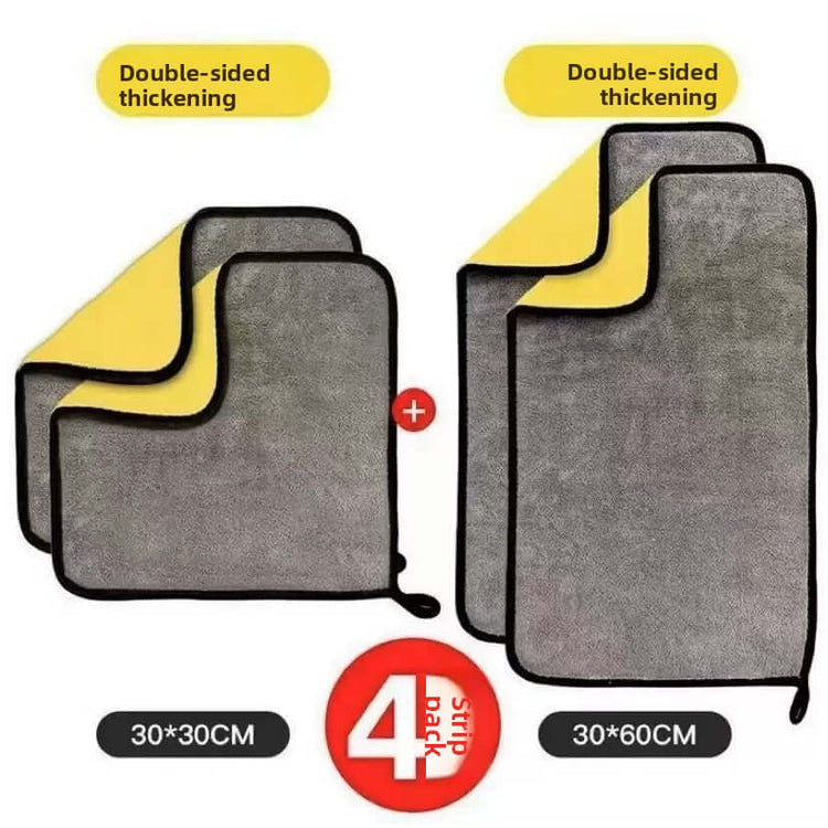Car wash towel double-sided microfiber towels set in various sizes for efficient cleaning.