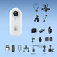 4K Thumb Camera – Ultra Compact with various mounts and accessories on a blue background.